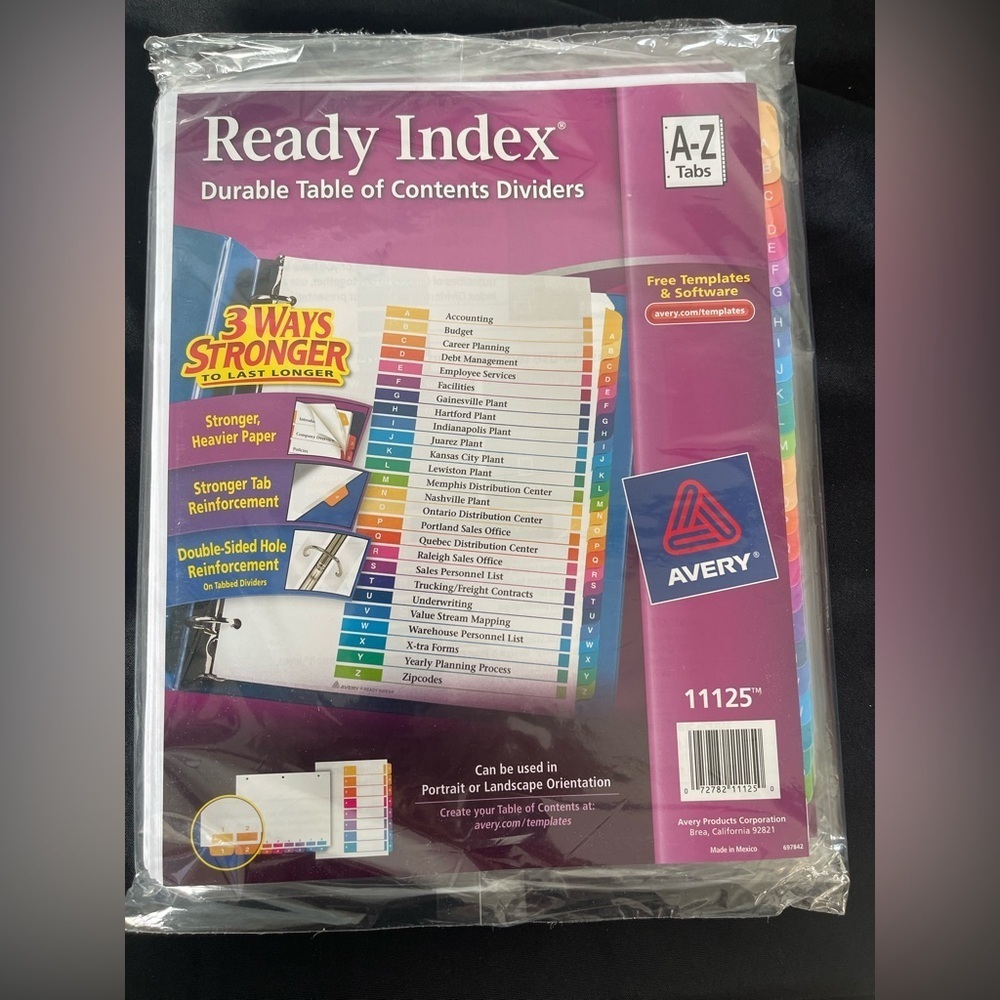 Avery Ready Index Multicolor Dividers with A-Z Tabs NWT